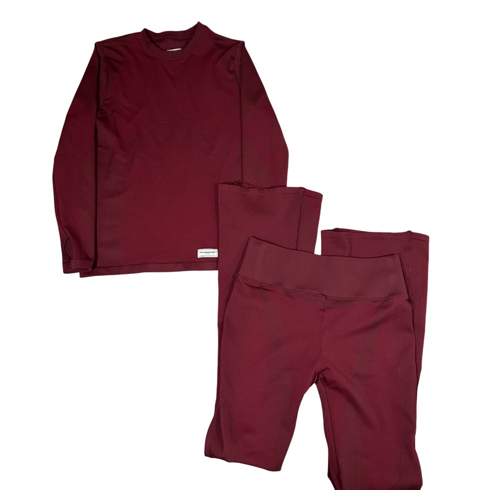 THE GIVING MOVEMENT Athletic‎ Matching Set Long Sleeve Top Pants Burgundy L XL